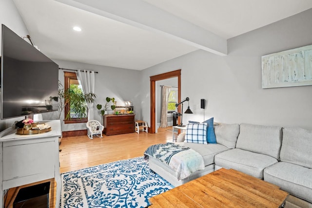 1753 Oneida Ct, Grafton, WI 53024 - living room featuring wood finished floors, recessed lighting, and baseboards