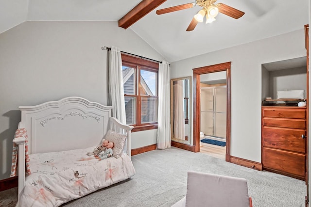 1753 Oneida Ct, Grafton, WI 53024 - carpeted bedroom with baseboards, ceiling fan, and ensuite bath
