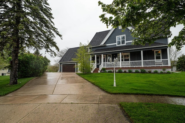 1753 Oneida Ct, Grafton, WI 53024 - view of front of house with covered porch, a front lawn, and driveway