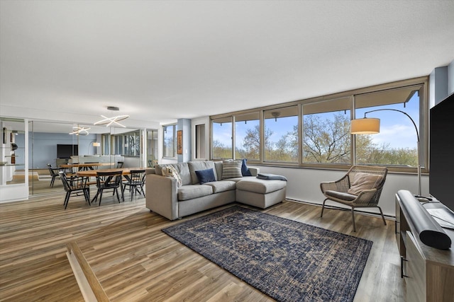 living area with wood finished floors