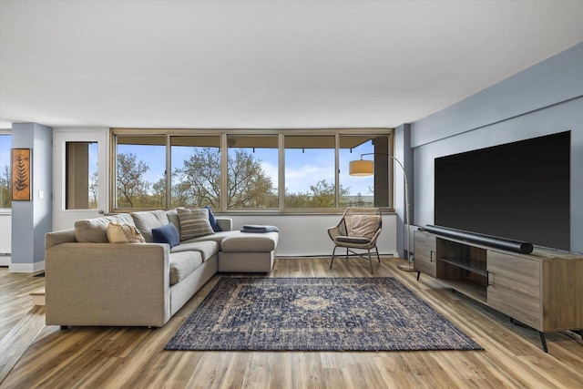 living area with wood finished floors