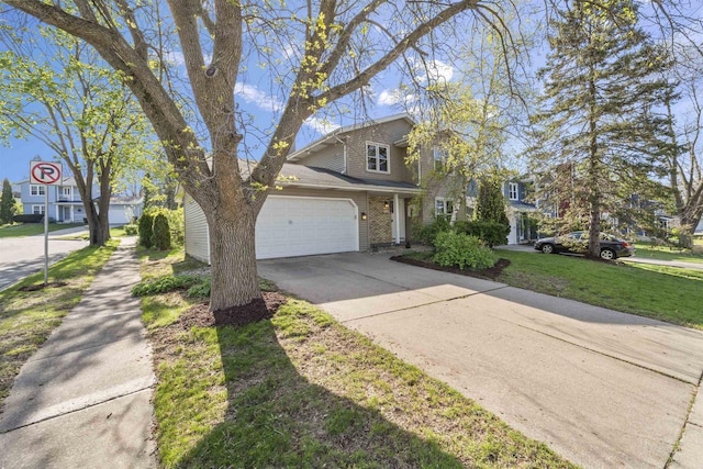 5719 Highland Way, Middleton, WI 53562 - view of property exterior with concrete driveway, an attached garage, brick siding, and a lawn