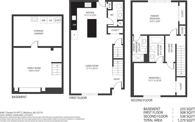 6941 Chester Dr Unit C, Madison, WI 53719 - property floor plan