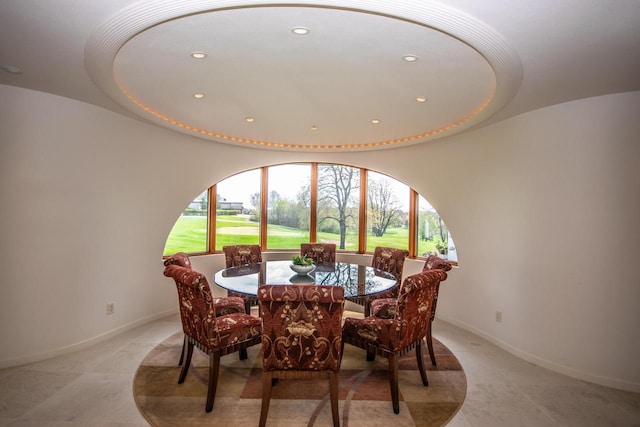 4455 Club Dr, Slinger, WI 53086 - dining room featuring recessed lighting, view of golf course, and baseboards