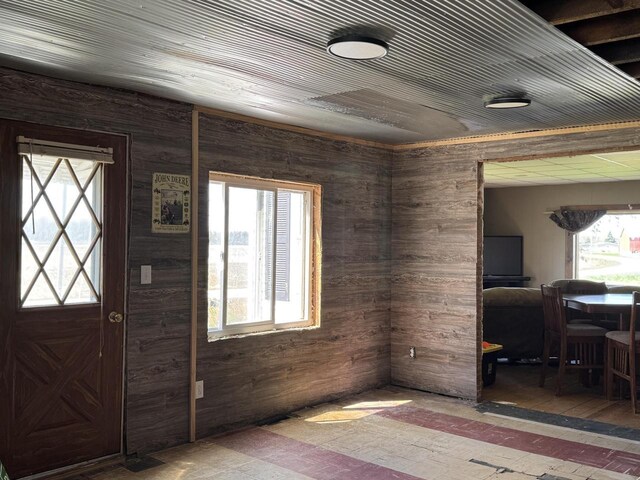 N3685 Mitchell Rd, Campbellsport, WI 53010 - foyer featuring plenty of natural light and wooden walls
