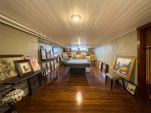 7814 2nd Ave, Kenosha, WI 53143 - bedroom featuring hardwood / wood-style floors, billiards table, and wooden ceiling