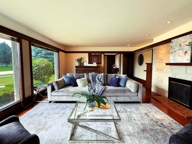 7814 2nd Ave, Kenosha, WI 53143 - living area featuring wood finished floors and a fireplace
