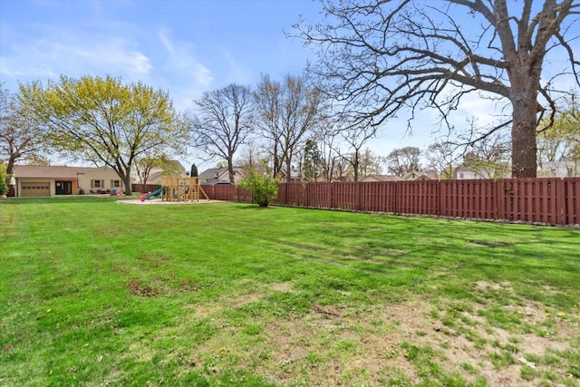 view of yard featuring a playground