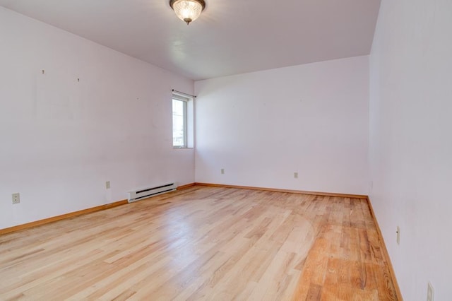 1600 26th Ave, Menominee, MI 49858 - unfurnished room with a baseboard heating unit, light wood-style flooring, and baseboards