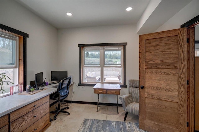 2515 County Road Hk, Barneveld, WI 53507 - office area featuring recessed lighting and baseboards
