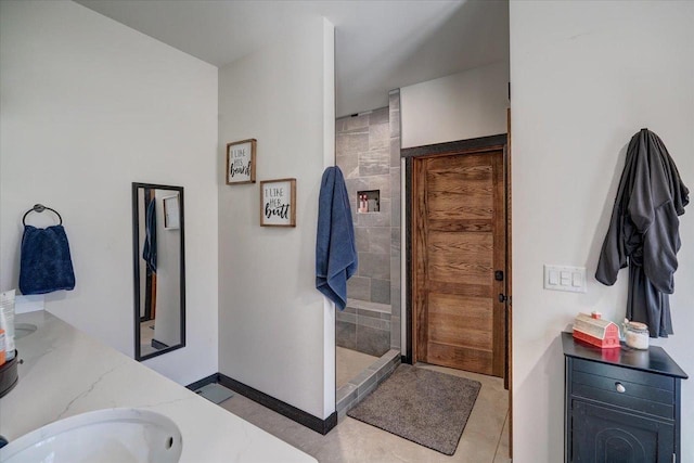 2515 County Road Hk, Barneveld, WI 53507 - full bath featuring a shower stall, vanity, baseboards, and tile patterned flooring