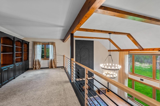 W343S9320 Jericho Dr, Eagle, WI 53119 - hallway featuring a chandelier, an upstairs landing, and carpet
