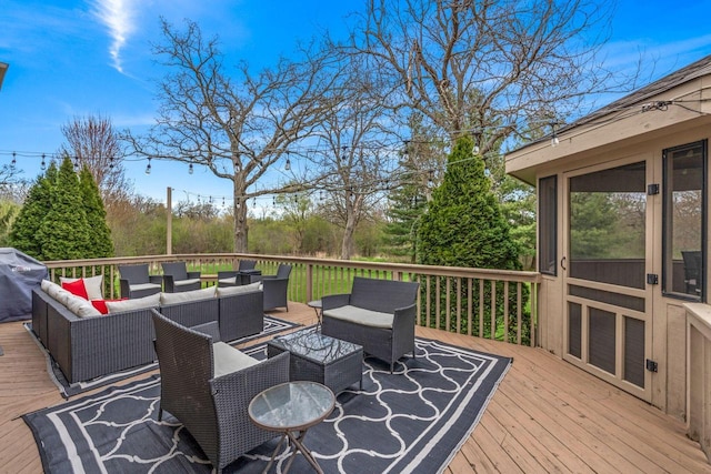 W343S9320 Jericho Dr, Eagle, WI 53119 - deck featuring an outdoor hangout area and grilling area