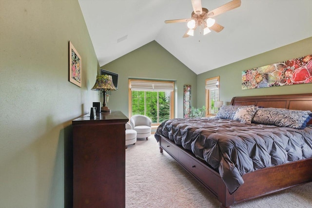 628 Sedge Meadow Ct, Summit, WI 53066 - bedroom featuring carpet floors, lofted ceiling, and ceiling fan