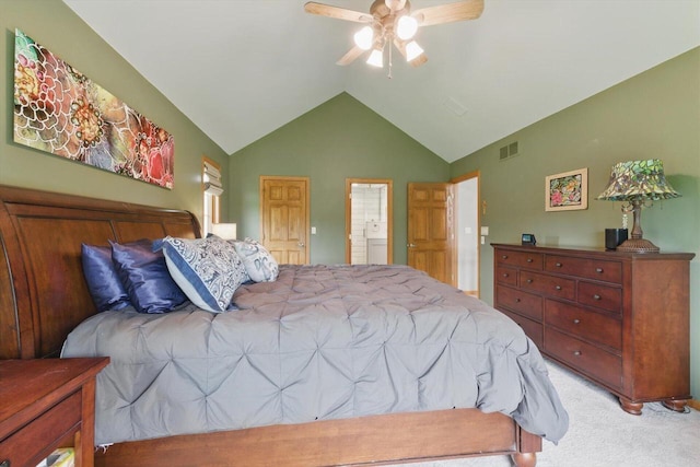 628 Sedge Meadow Ct, Summit, WI 53066 - carpeted bedroom featuring lofted ceiling and a ceiling fan
