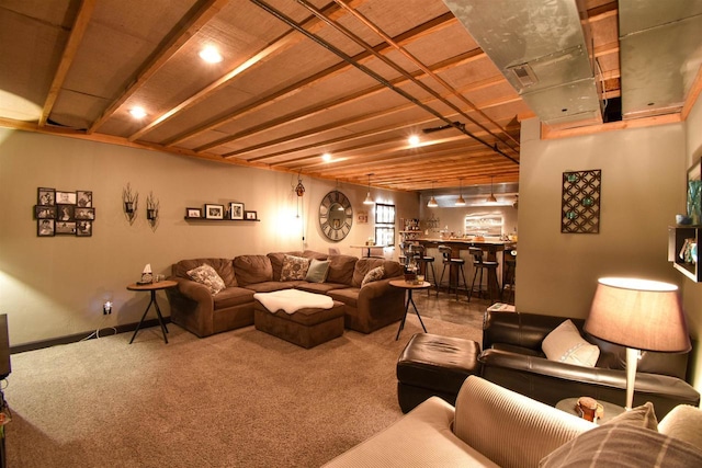 3001 Revere Rd, Plover, WI 54406 - carpeted living area featuring bar