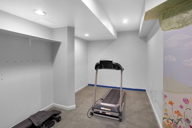 N53W16789 Prairie Dawn, Menomonee Falls, WI 53051 - workout area with carpet floors, baseboards, and recessed lighting