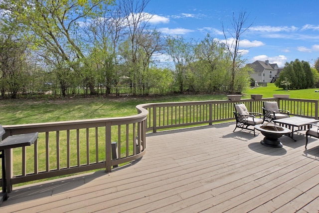 N53W16789 Prairie Dawn, Menomonee Falls, WI 53051 - deck with an outdoor fire pit and a lawn