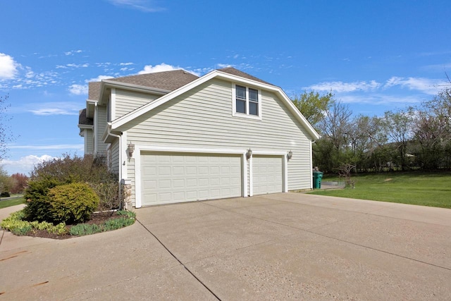 N53W16789 Prairie Dawn, Menomonee Falls, WI 53051 - view of property exterior with driveway, a yard, a chimney, and roof with shingles