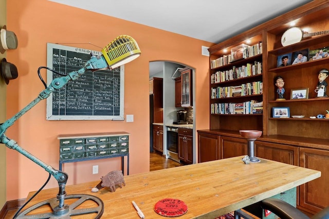 805 Mourning Dove Dr, Cottage Grove, WI 53527 - home office featuring arched walkways and wine cooler