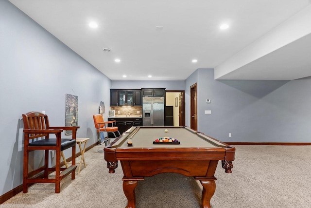805 Mourning Dove Dr, Cottage Grove, WI 53527 - rec room featuring light colored carpet, billiards table, and recessed lighting