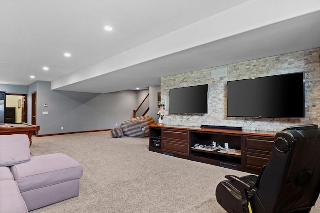 805 Mourning Dove Dr, Cottage Grove, WI 53527 - carpeted living room featuring recessed lighting and stairway
