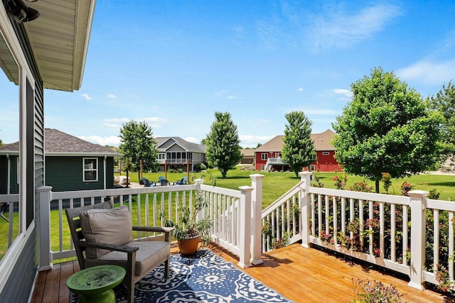 805 Mourning Dove Dr, Cottage Grove, WI 53527 - wooden terrace with a residential view and a yard