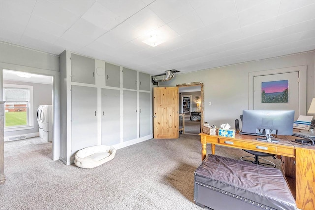 3265 County Road C, Oconto Falls, WI 54154 - office area featuring carpet floors and separate washer and dryer