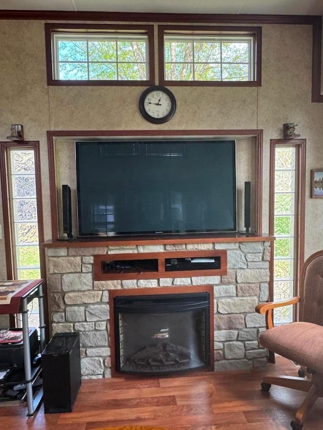 463 Aspen Way, Edgerton, WI 53534 - detailed view of a fireplace and wood finished floors