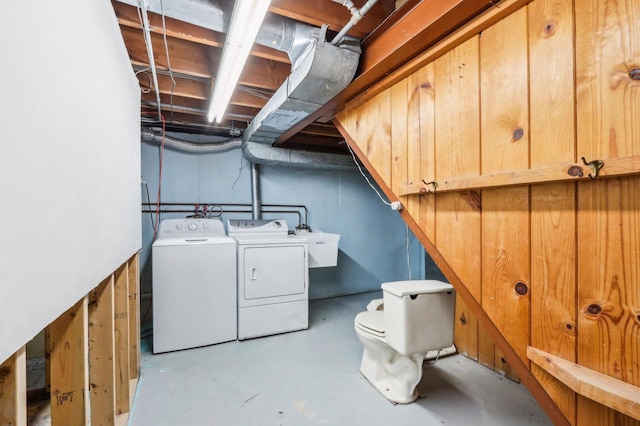 7700 3rd Ave, Kenosha, WI 53143 - unfinished below grade area featuring washing machine and dryer and a sink