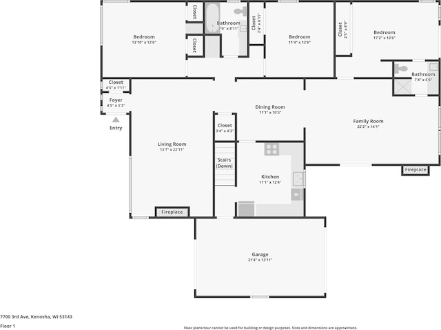 7700 3rd Ave, Kenosha, WI 53143 - floor plan / room layout