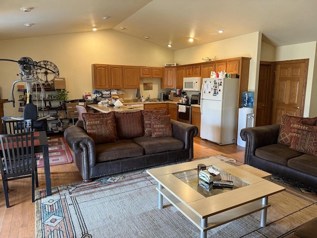 422 Callaway Blvd, La Crosse, WI 54603 - living room with light wood-style floors and lofted ceiling