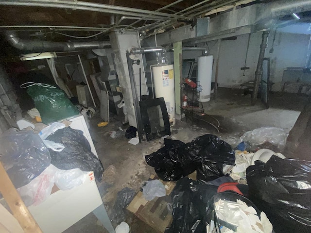 unfinished below grade area with water heater