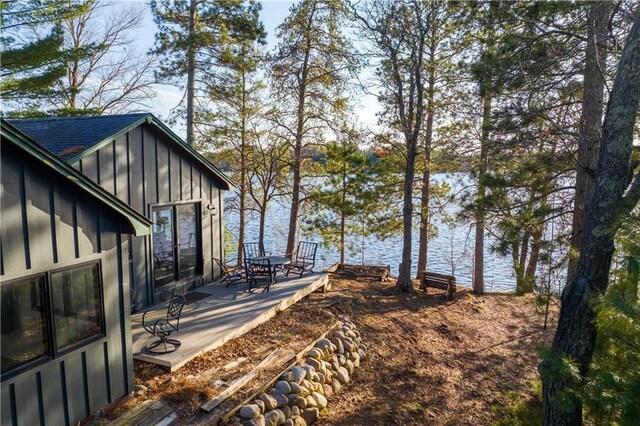 29825 Minerva Cir, Danbury, WI 54830 - view of yard featuring a water view and a patio area