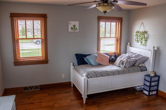 953 Larkspur Rd, Plymouth, WI 53073 - bedroom with wood finished floors, baseboards, and a ceiling fan