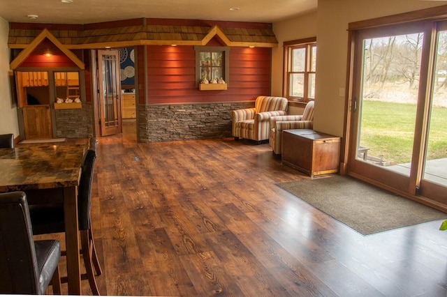 953 Larkspur Rd, Plymouth, WI 53073 - living room featuring dark wood-type flooring and healthy amount of natural light