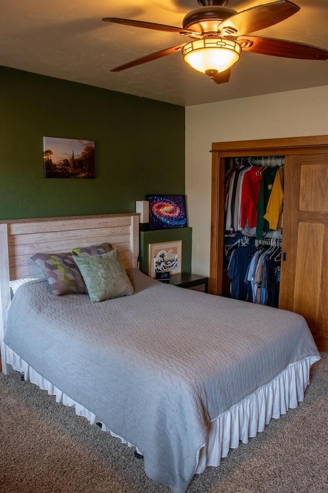 953 Larkspur Rd, Plymouth, WI 53073 - carpeted bedroom featuring a closet and a ceiling fan