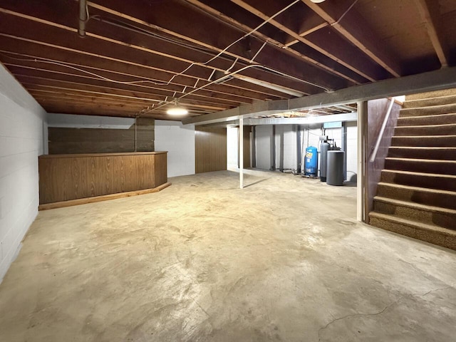 4538 Oakdale Dr, Racine, WI 53405 - below grade area with stairway, a water softener system, and a water pressure tank