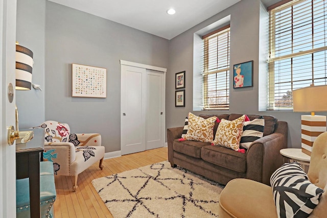 9302 39th Ave, Pleasant Prairie, WI 53158 - living area with wood-type flooring, baseboards, and recessed lighting