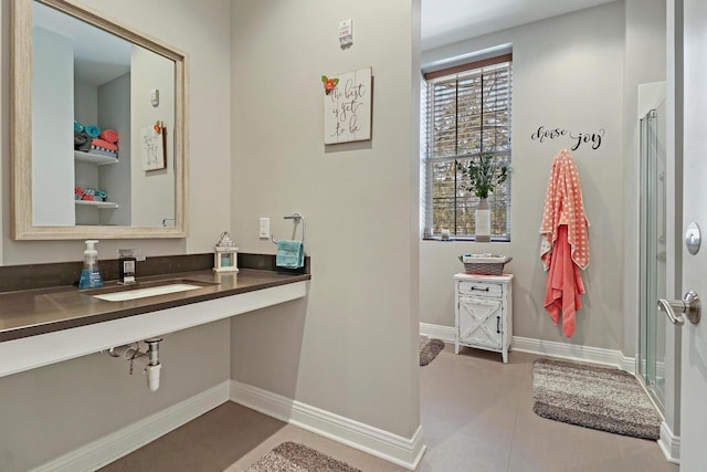 9302 39th Ave, Pleasant Prairie, WI 53158 - full bath with a shower stall, a sink, and baseboards