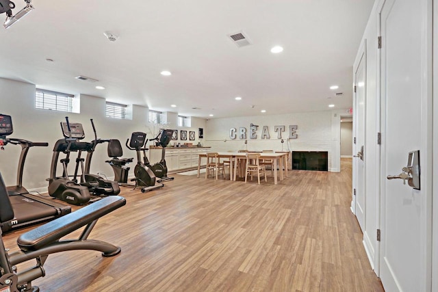 9302 39th Ave, Pleasant Prairie, WI 53158 - workout area with recessed lighting and light wood-style floors