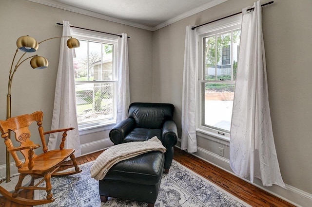 3112 Monroe St, Madison, WI 53711 - sitting room with healthy amount of natural light, baseboards, wood finished floors, and ornamental molding