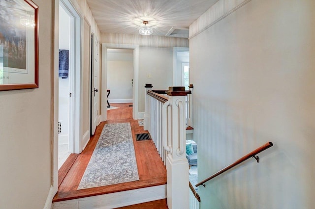3112 Monroe St, Madison, WI 53711 - hall featuring an upstairs landing, wood finished floors, and baseboards