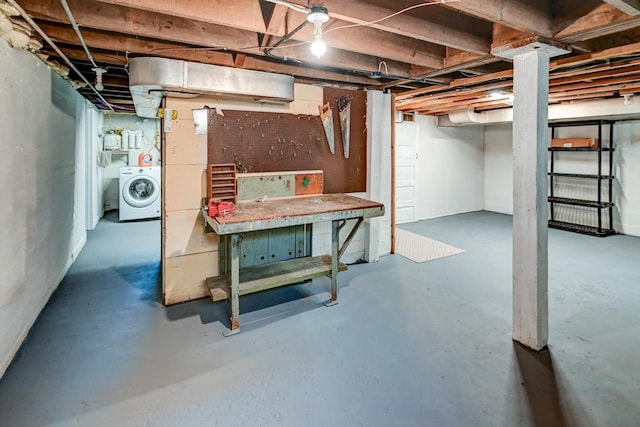 3112 Monroe St, Madison, WI 53711 - unfinished basement with washer / dryer and a workshop area