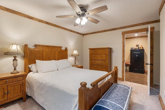 744 50th Ave, Clear Lake, WI 54005 - bedroom featuring light carpet, ornamental molding, ceiling fan, and baseboards