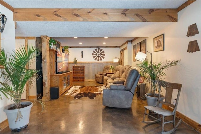 744 50th Ave, Clear Lake, WI 54005 - living room with finished concrete flooring, baseboards, and recessed lighting