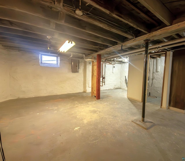 basement featuring electric panel