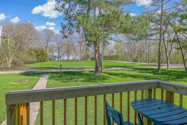 3877 Apple Ln, Oshkosh, WI 54902 - deck featuring a lawn