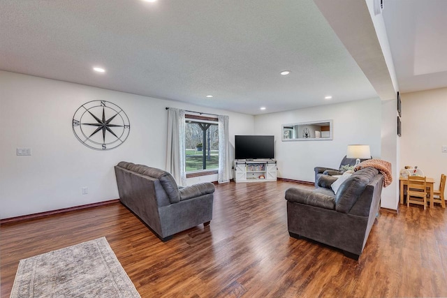 3877 Apple Ln, Oshkosh, WI 54902 - living area with wood finished floors, recessed lighting, a textured ceiling, and baseboards