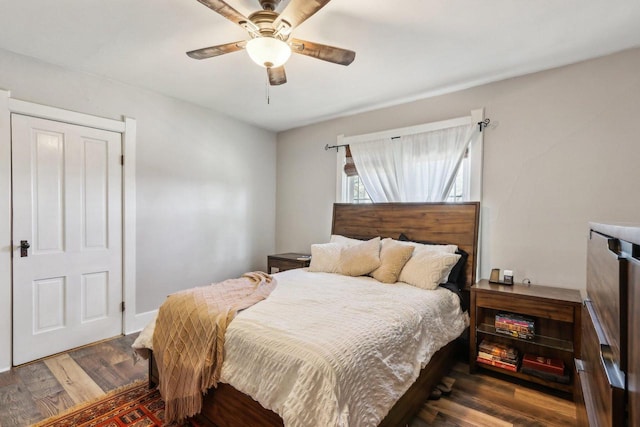 114 E Washington St, West Bend, WI 53095 - bedroom featuring wood finished floors and ceiling fan